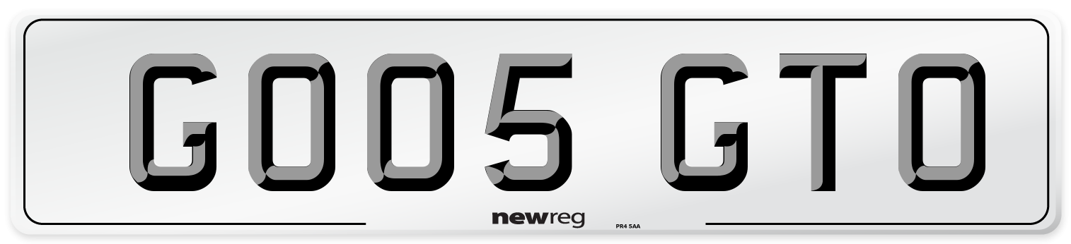 GO05 GTO Number Plate from New Reg
